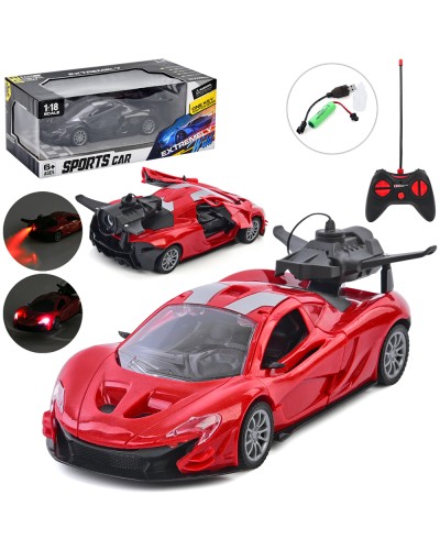 Машина 23,5 см 1:18 р/к на акумуляторі зі світлом, паром, димом та гумовими колесами, у коробці 32х12х16 см