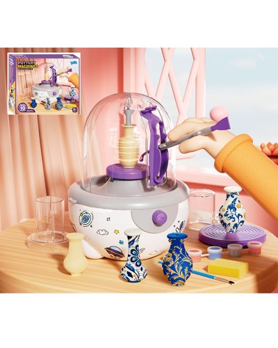 Набір для творчості гончарне коло,глина,фарби,інструменти,в коробці,32-27-11см