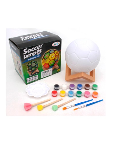 Набір для творчості «Нічник»: футбольний мяч 12 см на підставці 15.5 см з фарбами та пензликами, на батарейці, у коробці 15,5х14х12 см