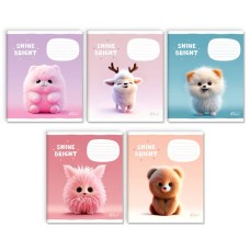 Зошит на 12 аркушів у косу «Пухнасті звірята», №3509 ТМ Gold Brisk