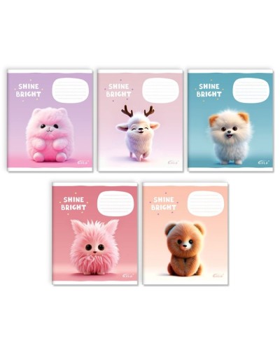 Зошит на 12 аркушів у косу «Пухнасті звірята», №3509 ТМ Gold Brisk