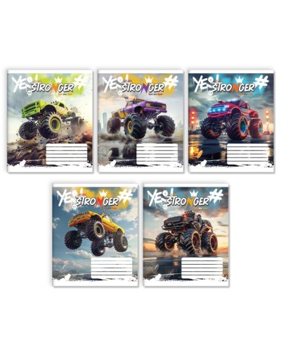 Зошит на 12 аркушів у лінію «Монстр-трак» № 0155, Пір'їнка