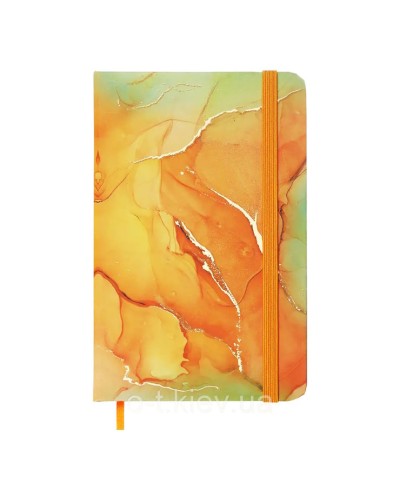Блокнот «MARBLE» А6 на 80 аркушів у клітинку з твердою ламінованою обкладинкою, помаранчевий, ТМ Buromax
