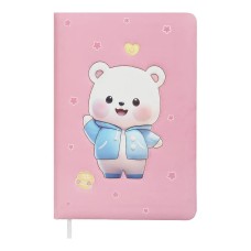 Блокнот «BEAR» 15,5х11 см на 80 аркушів у лінію з обкладинкою Soft PU, рожевийвий, KIDS Line
