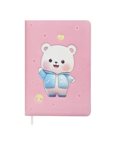 Блокнот «BEAR» 15,5х11 см на 80 аркушів у лінію з обкладинкою Soft PU, рожевийвий, KIDS Line