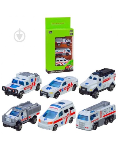 Набір з 3 металевих машин, в асортименті, у коробці 22,5х11х4,2 см, АВТОПРОМ