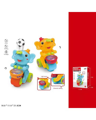 Слоник 20 см музичний зі світлом, на батарейках, в асортименті, у коробці 21х16х11 см