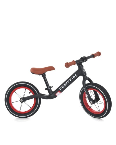 Біговел «PROFI KIDS» з гумовими колесами 12 дюймів та металевою рамою, чорно-червоний