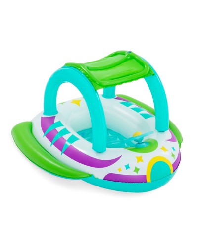 Плотик «Космічний корабель» 107х112 см зі знімним захистом від сонця, від 3-х років, з максимальним навантаженням до 30 кг, у коробці 20х20х4 см, ТМ Intex