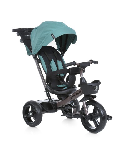 Велосипед 3-колісний з колесами EVA, поворотним сидінням, гальмами, кошиком, сумкою, зелений