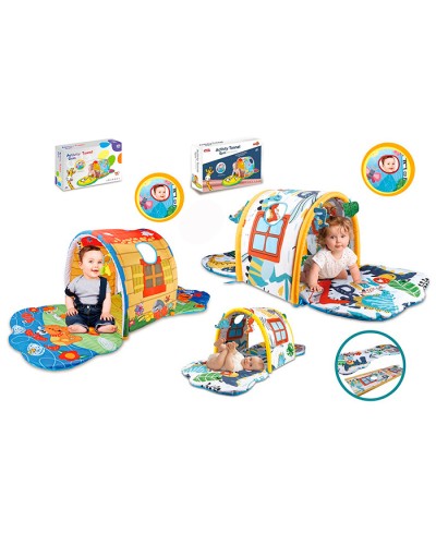 Килимок для немовляти 138х65х53 см з 4 м'якими підвісками та тонелем на 2 дугах, в асортименті, у коробці 57х38х14 см