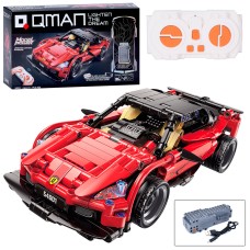 Конструктор «Машина» 23 см на 425 деталей р/к на акумуляторі 2,4G з USB, їздить, можливе керування телефоном, у коробці 43х25,5х10 см, Qman.
