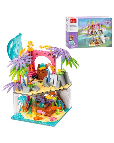 Конструктор «Рожева серія. Підводний світ» 17,9 см на 224 деталі з фігурками, у коробці 38х24х7 см, SLUBAN