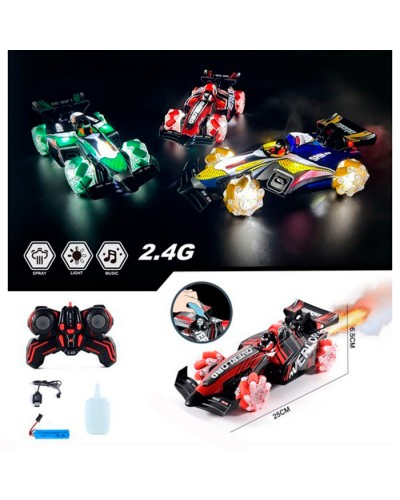 Машина 25 см р/к 2,4G на акумуляторі зі звуком, світлом, паром, димом, USB та корпусом, що не б`ється, в асортименті, у коробці 30х10,5х14 см