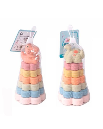 Пірамідка «Динозавр» 17 см на 6 кілець-пазлів, в асортименті, у сітці 9х22х9 см