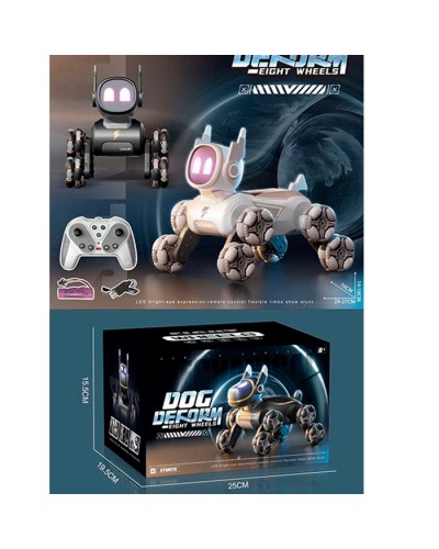Робот «Песик» 23 см р/к на акумуляторі трюковий музичний зі світлом, колесами-роликами та USB, в асортименті, у коробці, 25х15,5х19,5 см