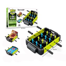 Гра настільна 3 в 1 футбол, баскетбол, керлінг з ігровим полем 28,5-39,5 см на штангах з м'ячиками, у коробці 46,5х29,5х6,5 см