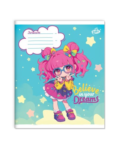 Зошит на 18 аркушів у лінію «Чарівна дівчина» №2564, ТМ Brisk