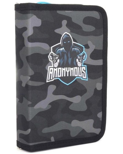 Пенал 14х4х20,5 см з 2 клапанами чорний, ТМ Мандарин