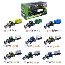 Трактор з причепом інерційний з фігурками тварин, в асортименті, у коробці 29х11,5х15 см