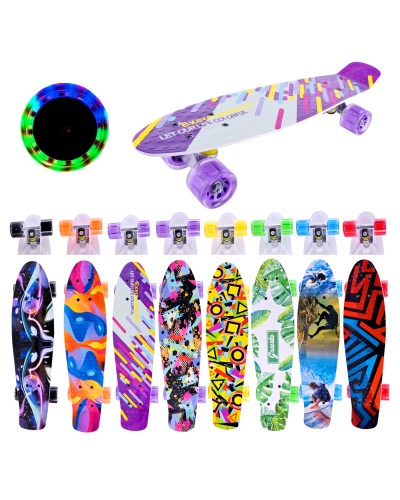 Пенні борд 56х15 см з колесами PU що світяться, в асортименті