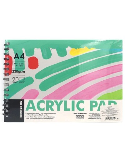 Папір для акрилу «Art Nation» А4 230 г/м2 з 20 аркушів на спіралі, ТМ Art rangers
