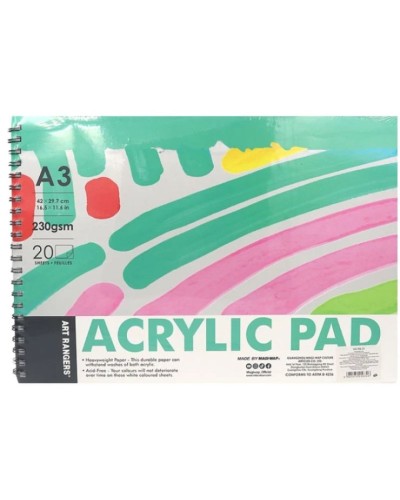 Папір для акрилу «Art Nation» А3 230 г/м2 з 20 аркушів на спіралі, ТМ Art rangers