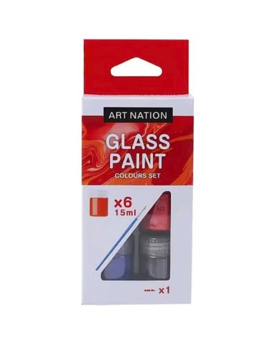 Фарби для розпису по склу на 6 кольорів по 15 мл у коробці, ТМ J.Otten