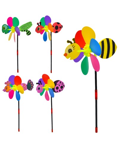 Вітрячок «Квітка» діаметрм 19 см та паличкою 32 см, в асортименті, у пакеті 21х18х3 см.