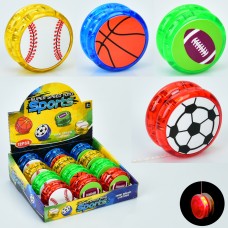 Йо-йо «Спортивний м'яч» зі світлом, на батарейці, в асортименті, 12 шт в дисплеї 19х17х6 см.
