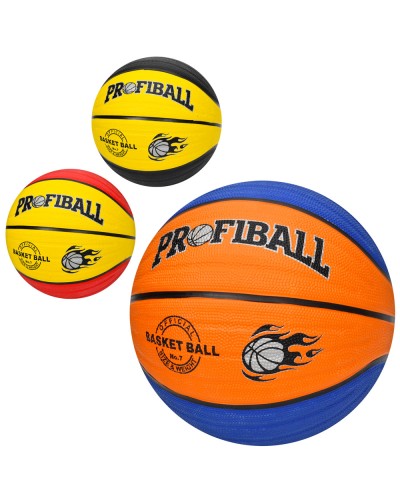 М'яч баскетбольний № 7 гумовий на 12 панелей вагою 600 г, в асортименті, у пакеті.