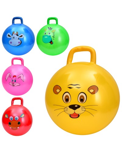 М'яч для фітнесу 45 см з ручкою вгою 350 г, в асортименті, у пакеті 17х19х5 см.