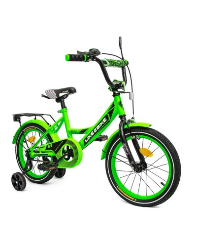 Велосипед «Like2bike Sky» 2-колісний з колесами 16 дюймів зі сталевою рамою, дзвінком, ручним гальмом, зелений