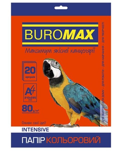 Папір кольоровий «INTENSIV» А4 20 аркушів 80 г/м2 на 5 кольорів,ТМ Buromax