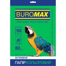 Папір кольоровий «INTENSIV» А4 50 аркушів 80 г/м2 зелений,ТМ Buromax