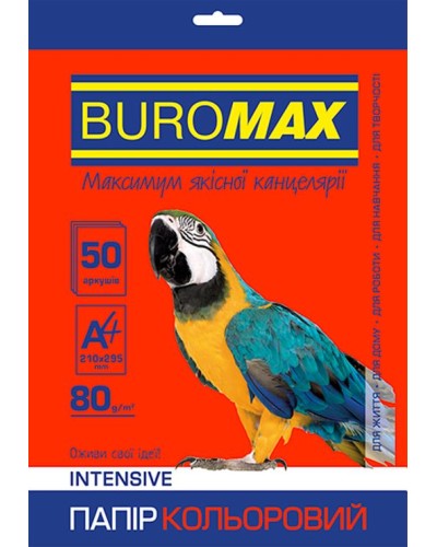 Папір кольоровий «INTENSIV» А4 50 аркушів 80 г/м2 червоний,ТМ Buromax
