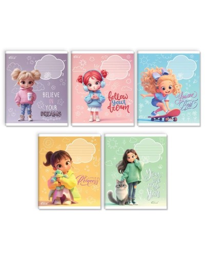 Зошит на 12 аркушів у клітинку «Маленька стильняшка», №3506, ТМ Gold Brisk