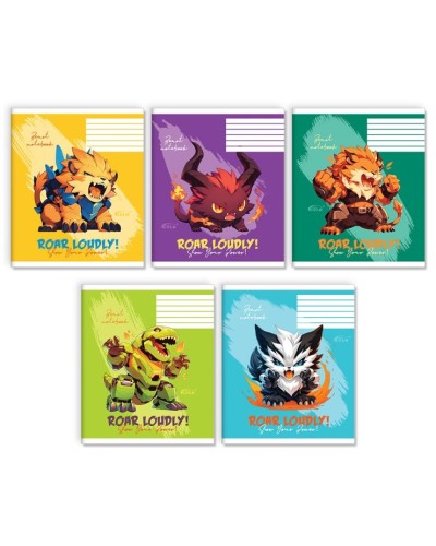 Зошит на 12 аркушів у лінію «Фантастичні звірятка», №3514, ТМ Gold Brisk