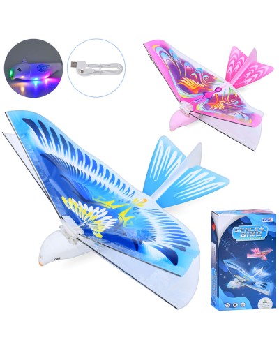 Літак «Птах» 19 см на акумуляторі літає із світлом та USB, в асортименті, у коробці 14х24х6 см