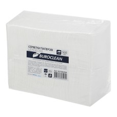 Серветки паперові 500 шт 21х21 см білі в поліетиленовій упаковці, BuroClean