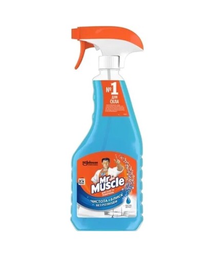 Засіб для чищення скла «Містер Мускул» з розпилювачем 500 мл, синій
