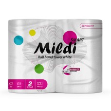 Рушники паперові «Mildi Smart» двошарові на гульзы намотка 12,8 м, білі, по 2 рулони, Кохавинка