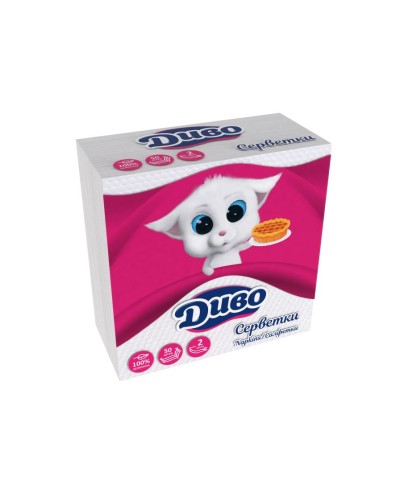 Серветки паперові «Диво» 24х24 см по 50 шт у поліетиленовій упаковці, білі