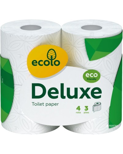Туалетний папір «Ecolo» 4 рулони, намотка 17,25 м, білий, ТМ Рута