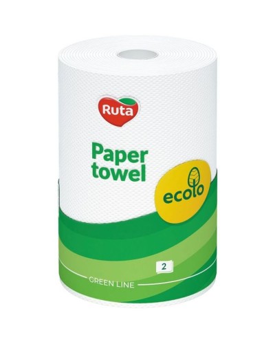 Рушники «Ecolo» 1 рулон, намотка 22,2 м, білі, ТМ Рута