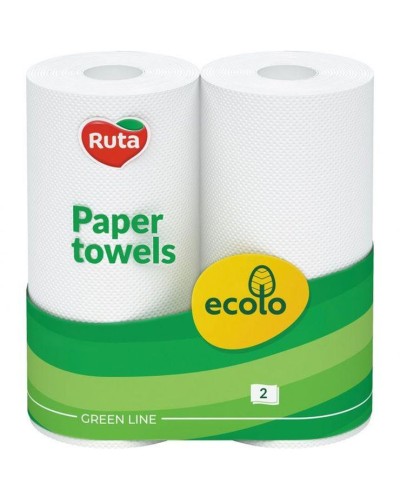 Рушники «Ecolo» 2 рулони, намотка 8, 325 м, білі, ТМ Рута