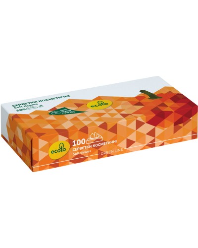 Серветки косметичні «Ecolo» 100 аркушів 20х17,5 см, білі, ТМ Рута