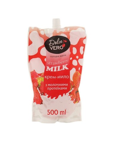Крем-мило «STRAWBERRY MILK» дойпак 500 мл, ТМ Dolce Vero