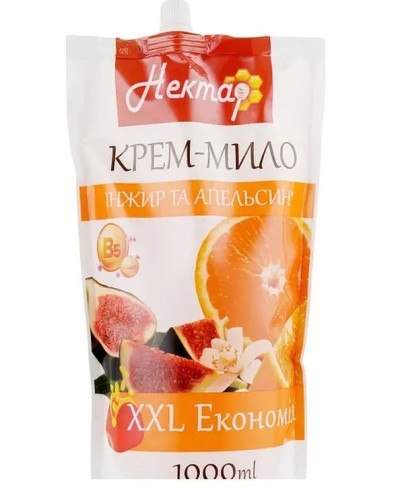 Крем-мило «Інжир та апельсин» дойпак 1000 мл, ТМ Нектар