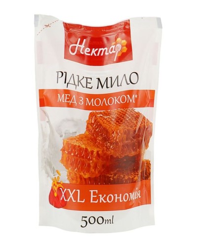 Крем-мило «Мед з молоком» дойпак 500 мл, ТМ Нектар